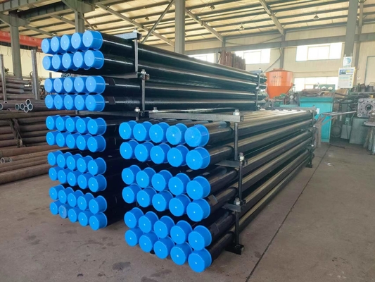 High Steel Water Well Drill Pipe Od 114mm 4 1/2&quot; Remet Länge 6000mm Schwarz